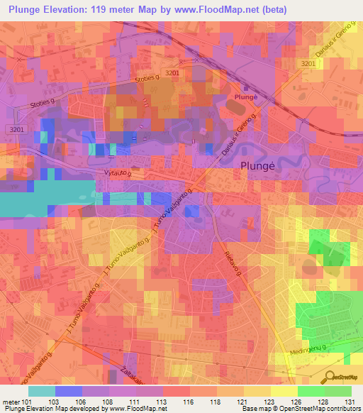 Plunge,Lithuania Elevation Map