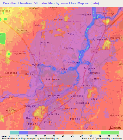 Pervalkai,Lithuania Elevation Map