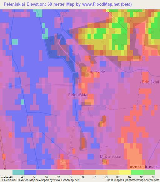 Peleniskiai,Lithuania Elevation Map