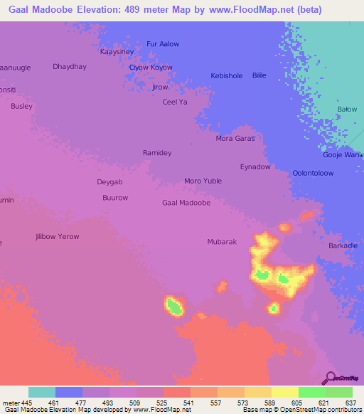 Gaal Madoobe,Somalia Elevation Map