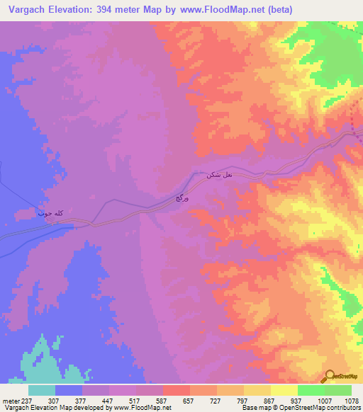 Vargach,Iran Elevation Map