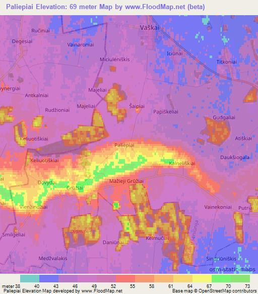 Paliepiai,Lithuania Elevation Map