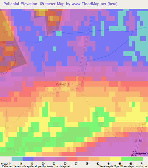 Paliepiai,Lithuania Elevation Map