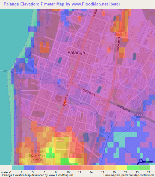 Palanga,Lithuania Elevation Map