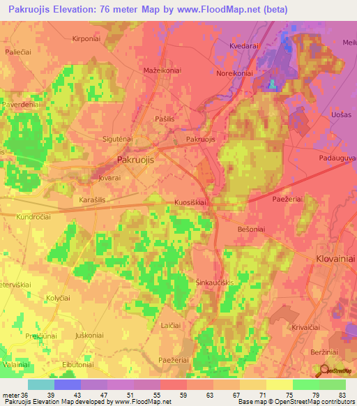 Pakruojis,Lithuania Elevation Map