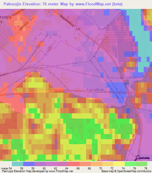 Pakruojis,Lithuania Elevation Map