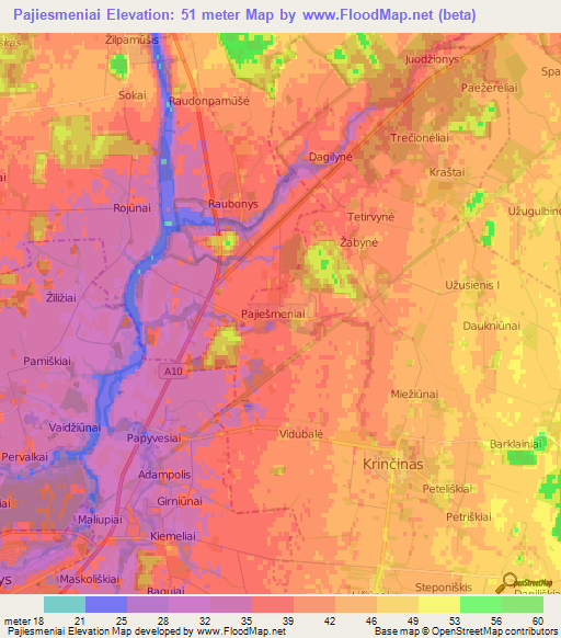 Pajiesmeniai,Lithuania Elevation Map