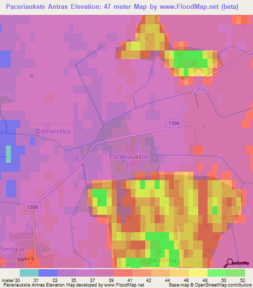 Paceriaukste Antras,Lithuania Elevation Map