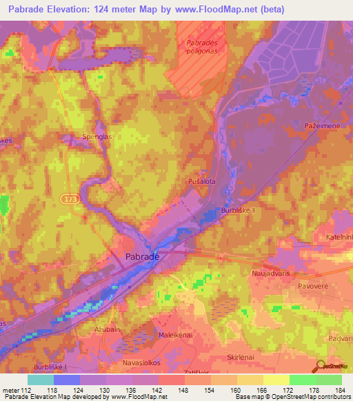 Pabrade,Lithuania Elevation Map