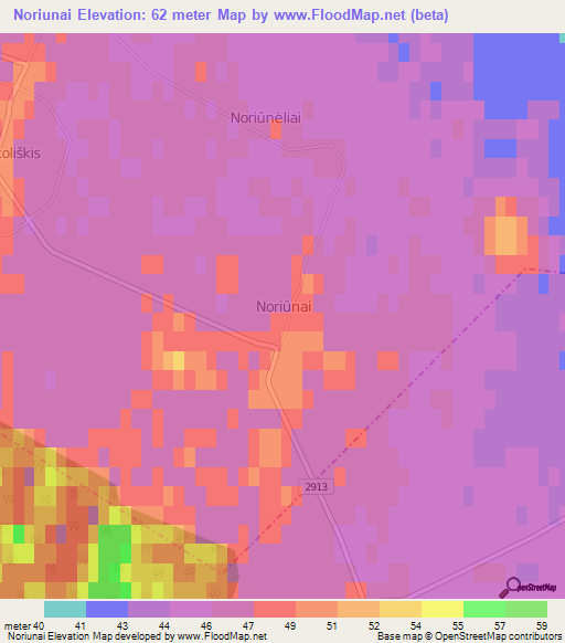 Noriunai,Lithuania Elevation Map