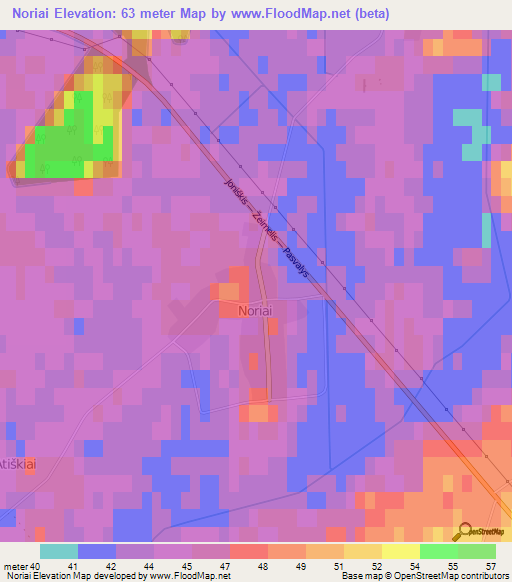 Noriai,Lithuania Elevation Map