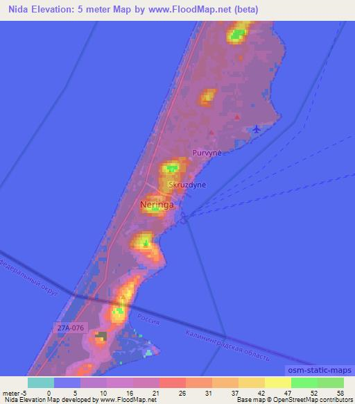 Nida,Lithuania Elevation Map
