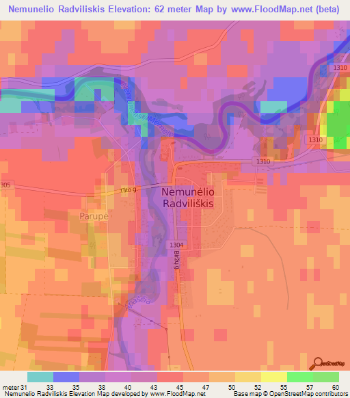 Nemunelio Radviliskis,Lithuania Elevation Map
