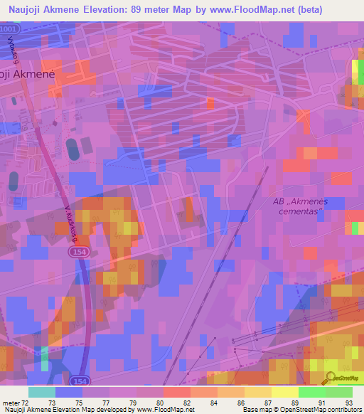Naujoji Akmene,Lithuania Elevation Map