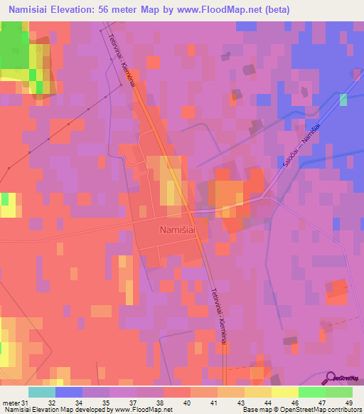 Namisiai,Lithuania Elevation Map