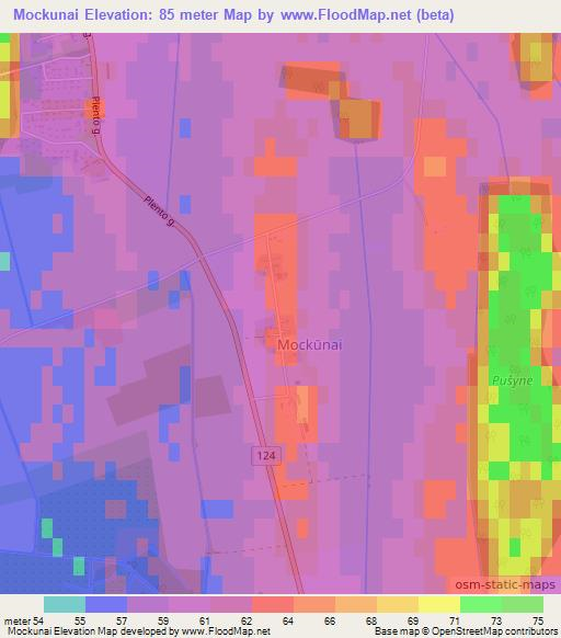 Mockunai,Lithuania Elevation Map