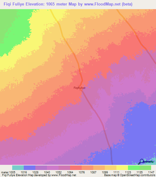 Fiqi Fuliye,Somalia Elevation Map