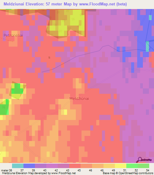 Meldziunai,Lithuania Elevation Map