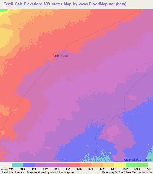 Ferdi Gab,Somalia Elevation Map
