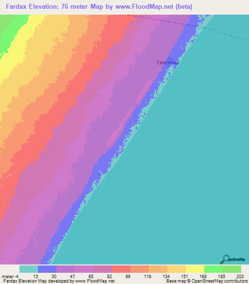 Fardax,Somalia Elevation Map