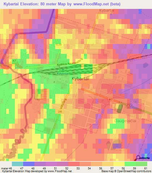 Kybartai,Lithuania Elevation Map