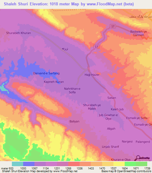 Shaleh Shuri,Iran Elevation Map