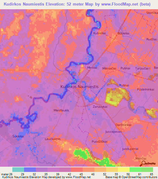 Kudirkos Naumiestis,Lithuania Elevation Map