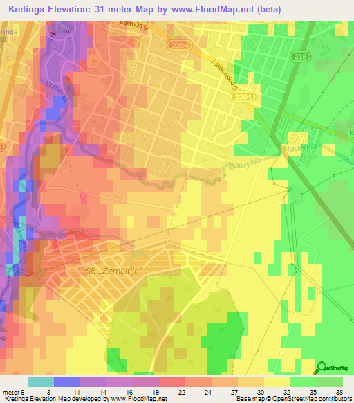 Kretinga,Lithuania Elevation Map