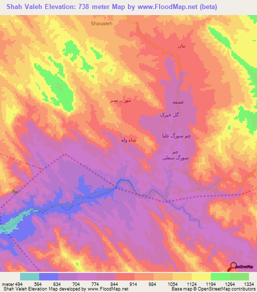 Shah Valeh,Iran Elevation Map