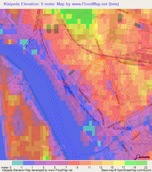 Klaipeda,Lithuania Elevation Map