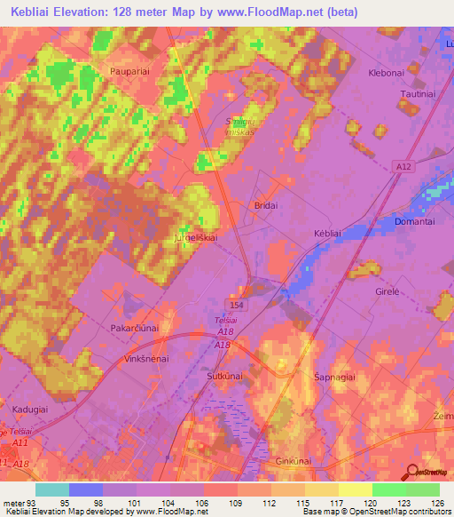 Kebliai,Lithuania Elevation Map