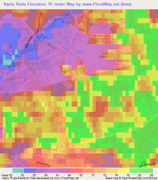 Kazlu Ruda,Lithuania Elevation Map