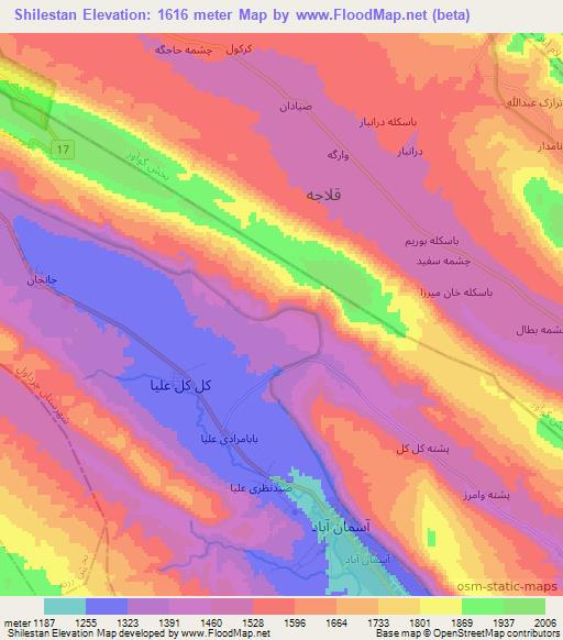 Shilestan,Iran Elevation Map