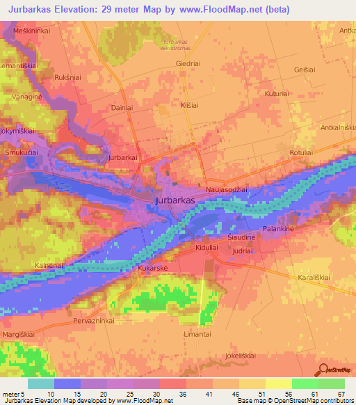 Jurbarkas,Lithuania Elevation Map