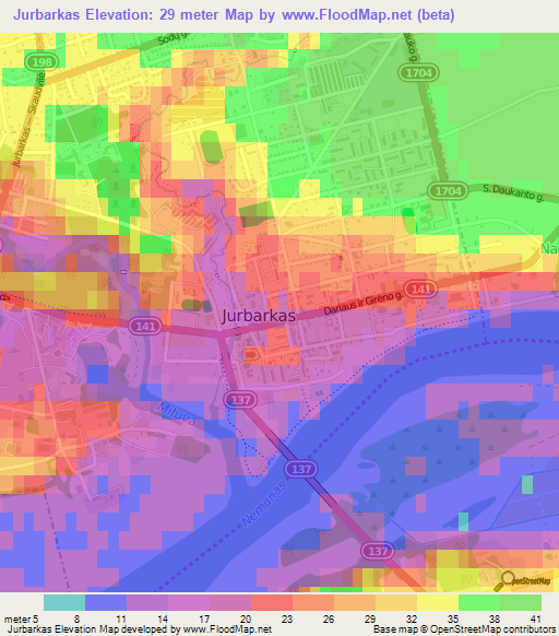 Jurbarkas,Lithuania Elevation Map