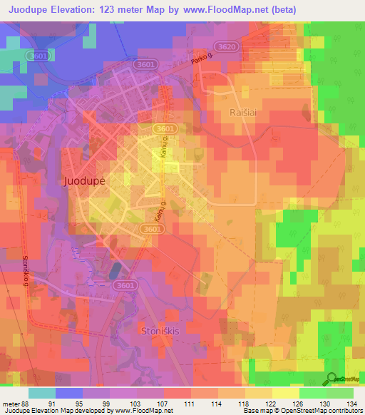 Juodupe,Lithuania Elevation Map