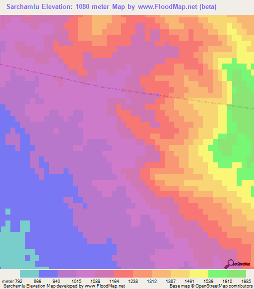 Sarchamlu,Iran Elevation Map