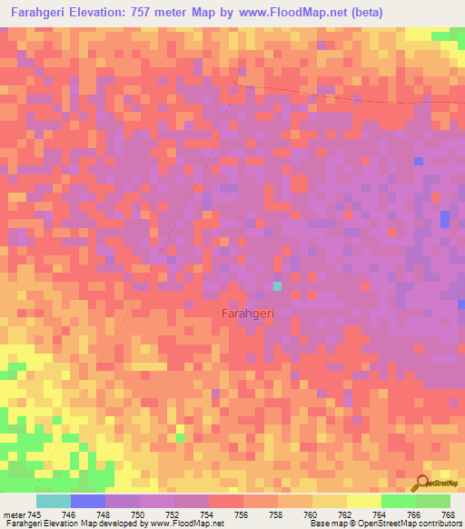 Farahgeri,Somalia Elevation Map