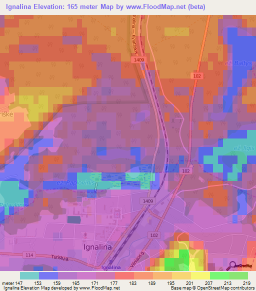 Ignalina,Lithuania Elevation Map