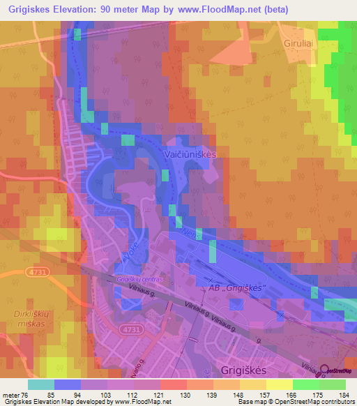 Grigiskes,Lithuania Elevation Map
