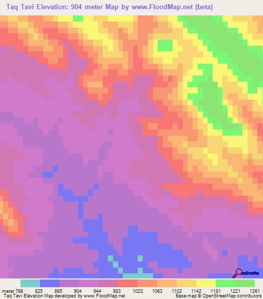 Taq Tavi,Iran Elevation Map