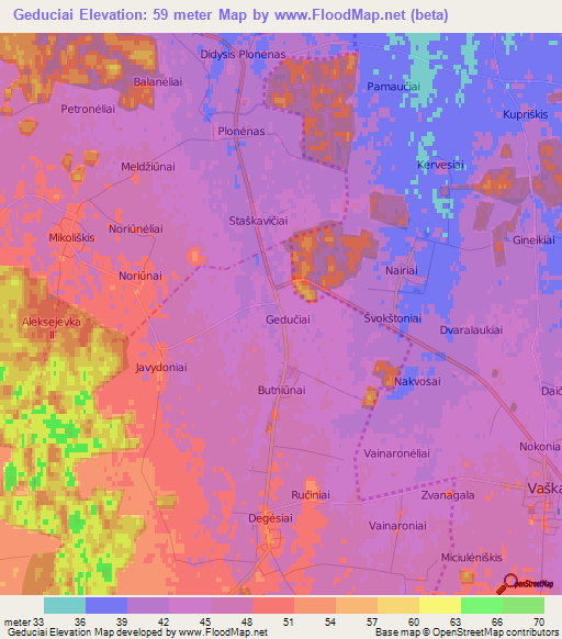 Geduciai,Lithuania Elevation Map