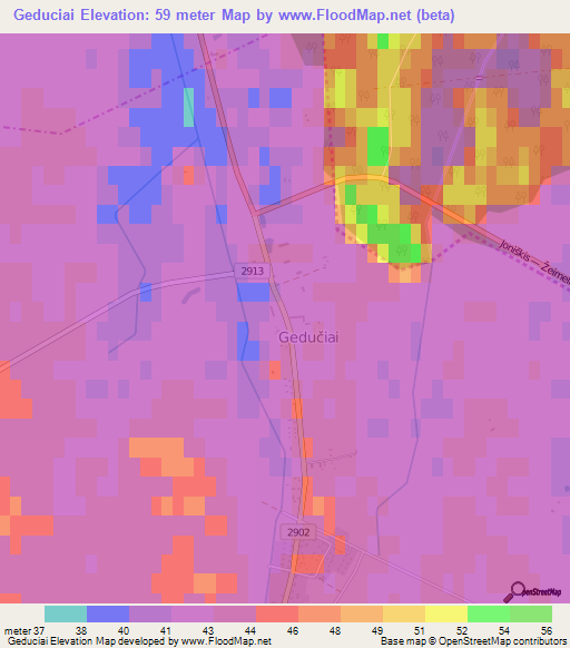 Geduciai,Lithuania Elevation Map