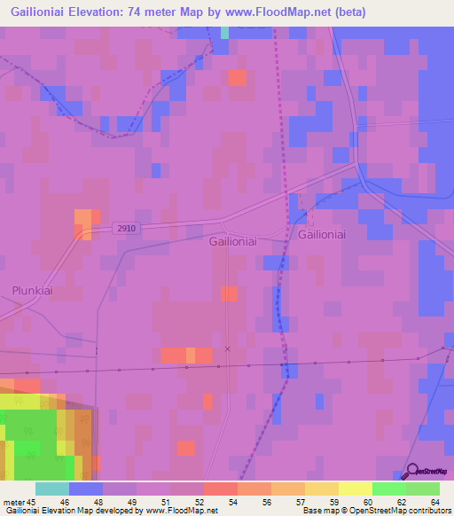 Gailioniai,Lithuania Elevation Map