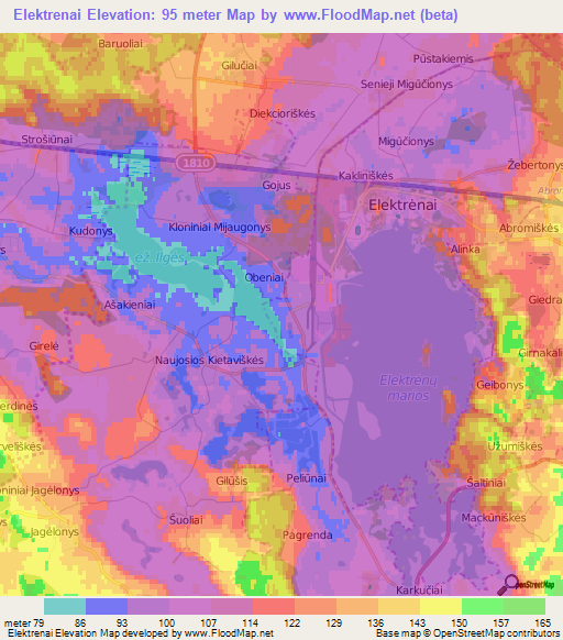Elektrenai,Lithuania Elevation Map