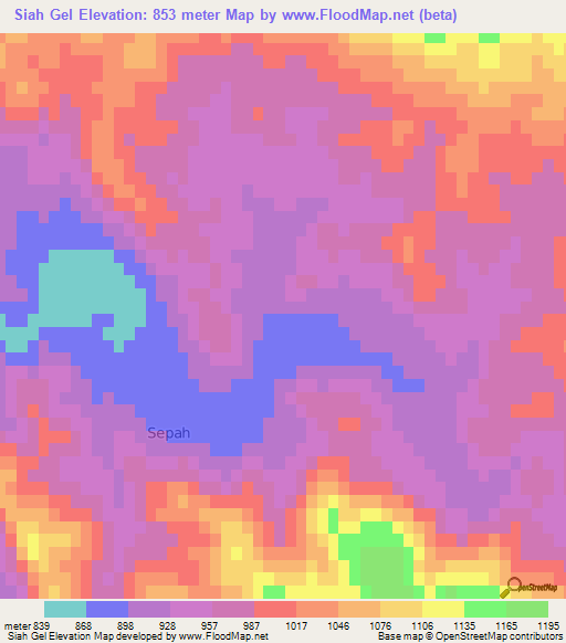 Siah Gel,Iran Elevation Map