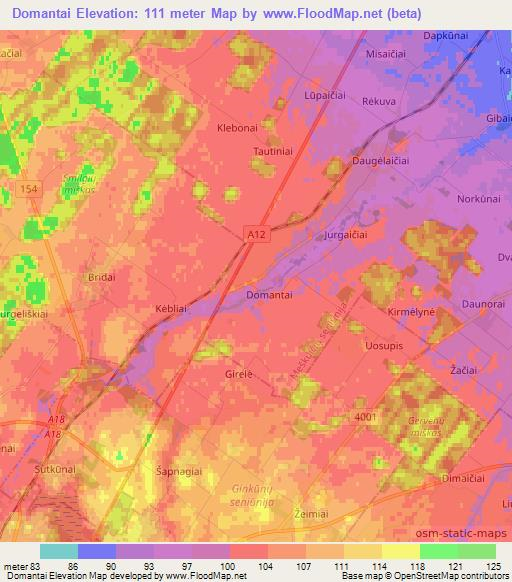Domantai,Lithuania Elevation Map