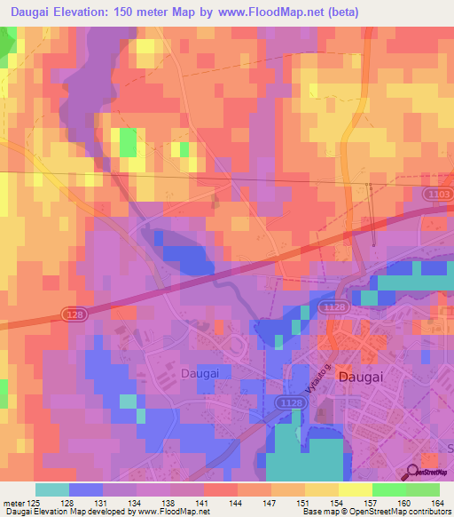 Daugai,Lithuania Elevation Map