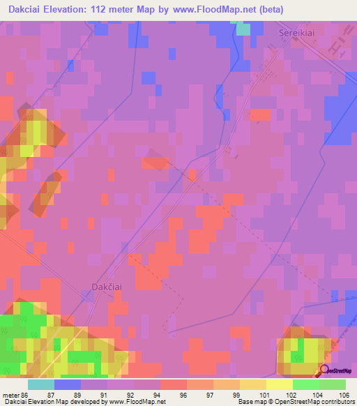 Dakciai,Lithuania Elevation Map