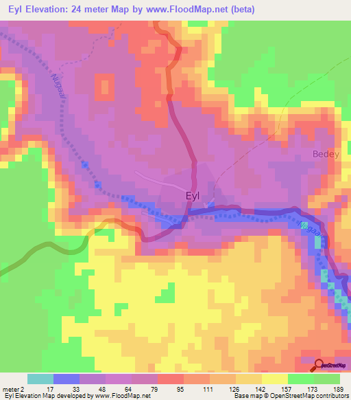 Eyl,Somalia Elevation Map